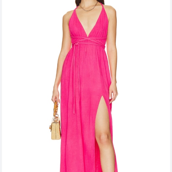 Sundress Sybille Dress in Cotton Gauze Fuchsia - Picture 3 of 9